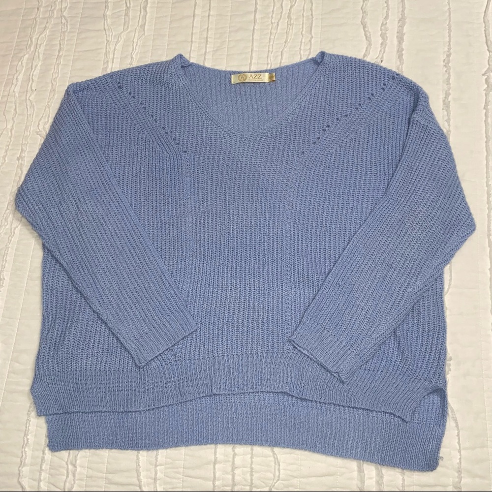 Light Blue V-Neck Womens Sweater